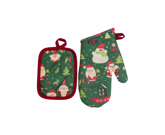Кухонная прихватка Прованс набор перчатка и прихватка Санта на зеленом (035795), изображение 4 Кухонная прихватка Прованс набор перчатка и прихватка Санта на зеленом (035795), изображение 4