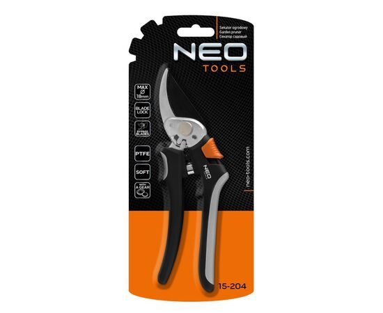 Секатор Neo Tools плоскостной, d реза 18мм, 200мм, 206г (15-204), изображение 8 Секатор Neo Tools плоскостной, d реза 18мм, 200мм, 206г (15-204), изображение 8