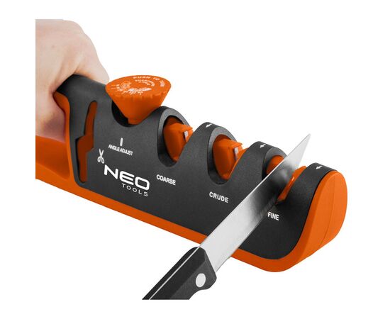 Точилка для ножей Neo Tools 3 етапи заточування, алмаз, карбід вольфраму та кераміка, (56-050), изображение 2 Точилка для ножей Neo Tools 3 етапи заточування, алмаз, карбід вольфраму та кераміка, (56-050), изображение 2