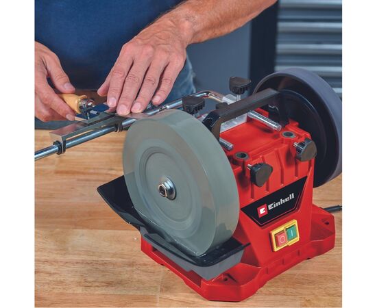 Точильный станок Einhell TC-WG 200, влажной заточки, 125Вт диск 200х32мм, кожаный диск 180х30мм (4418008), изображение 4 Точильный станок Einhell TC-WG 200, влажной заточки, 125Вт диск 200х32мм, кожаный диск 180х30мм (4418008), изображение 4