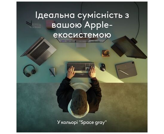 Клавиатура Logitech MX Keys S для MAC Bluetooth/Wireless UA Space Grey (920-011637), изображение 10 Клавиатура Logitech MX Keys S для MAC Bluetooth/Wireless UA Space Grey (920-011637), изображение 10