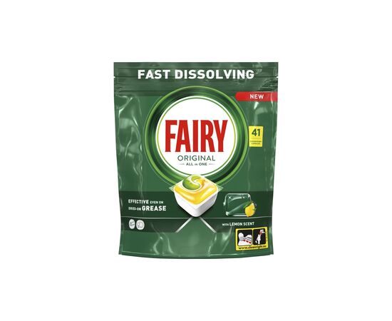 Таблетки для посудомоечных машин Fairy Original All in One Lemon 41 шт. (8700216237239), изображение 2 Таблетки для посудомоечных машин Fairy Original All in One Lemon 41 шт. (8700216237239), изображение 2