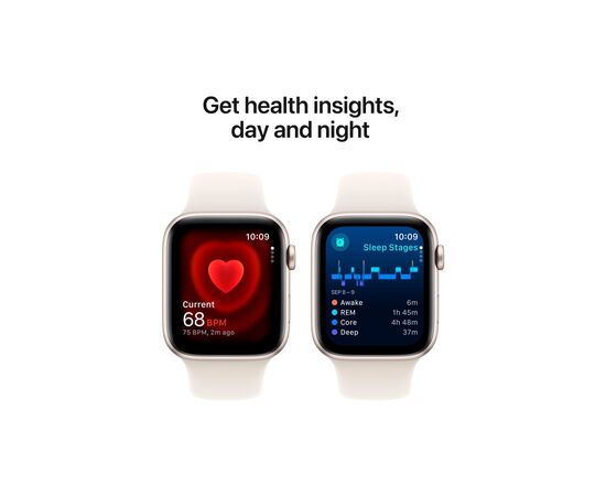 Смарт-годинник Apple Watch SE 2024 GPS 40mm Starlight Aluminium Case with Starlight Sport Band - M/L (MXEG3QH/A), зображення 5 Смарт-годинник Apple Watch SE 2024 GPS 40mm Starlight Aluminium Case with Starlight Sport Band - M/L (MXEG3QH/A), зображення 5