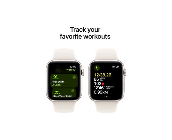 Смарт-годинник Apple Watch SE 2024 GPS 40mm Starlight Aluminium Case with Starlight Sport Band - M/L (MXEG3QH/A), зображення 6 Смарт-годинник Apple Watch SE 2024 GPS 40mm Starlight Aluminium Case with Starlight Sport Band - M/L (MXEG3QH/A), зображення 6