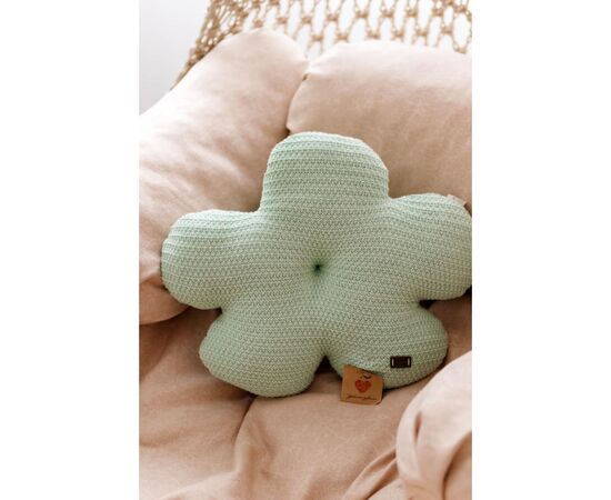 Подушка Прованс вязаная декоративная Цветочек 40 см Мятная (033717), изображение 2 Подушка Прованс вязаная декоративная Цветочек 40 см Мятная (033717), изображение 2