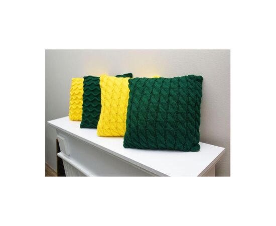 Подушка Прованс вязаная декоративная Косы зеленая 33х33 см (027423), изображение 3
