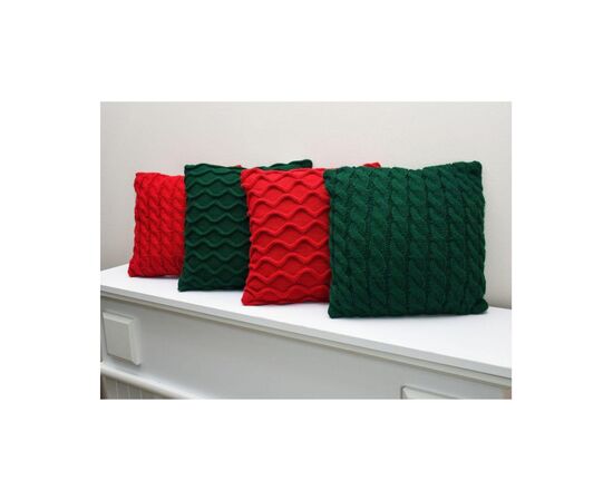 Подушка Прованс вязаная декоративная Косы зеленая 33х33 см (027423), изображение 4