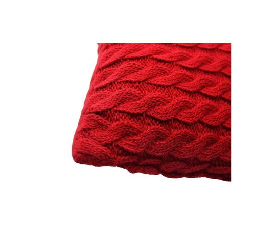 Подушка Прованс в'язана декоративна Коси червона 33х33 см (027419), зображення 2 Подушка Прованс в'язана декоративна Коси червона 33х33 см (027419), зображення 2