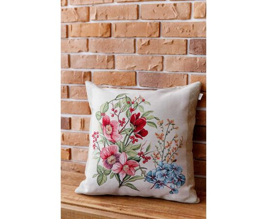 Подушка Прованс гобеленовая декоративная Цветы в рамке 45х45 см (034203), изображение 2 Подушка Прованс гобеленовая декоративная Цветы в рамке 45х45 см (034203), изображение 2