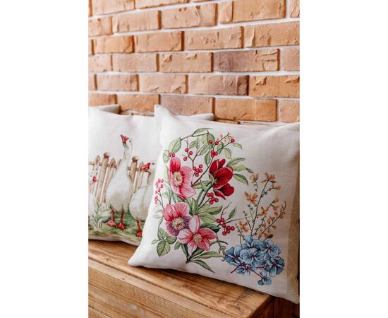 Подушка Прованс гобеленовая декоративная Цветы в рамке 45х45 см (034203), изображение 5 Подушка Прованс гобеленовая декоративная Цветы в рамке 45х45 см (034203), изображение 5