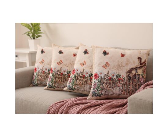 Подушка Прованс гобеленовая декоративная Alicia избушка и кролики 45х45 см (026041), изображение 2 Подушка Прованс гобеленовая декоративная Alicia избушка и кролики 45х45 см (026041), изображение 2