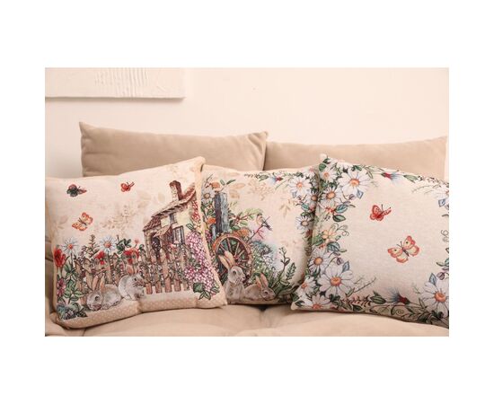 Подушка Прованс гобеленовая декоративная Alicia избушка и кролики 45х45 см (026041), изображение 4 Подушка Прованс гобеленовая декоративная Alicia избушка и кролики 45х45 см (026041), изображение 4