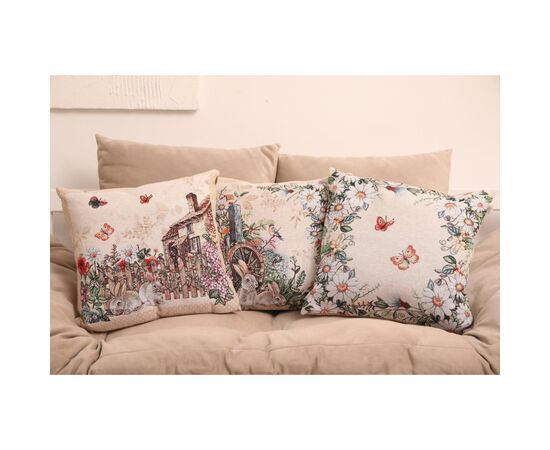 Подушка Прованс гобеленовая декоративная Alicia бабочки и цветы 45х45 см (021823), изображение 5 Подушка Прованс гобеленовая декоративная Alicia бабочки и цветы 45х45 см (021823), изображение 5