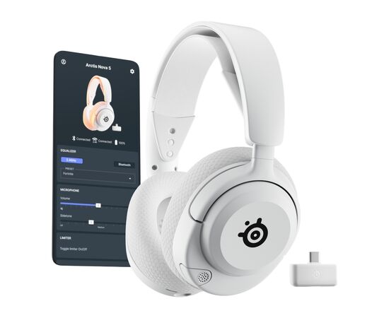 Наушники SteelSeries Arctis Nova 5 MultiPlatform White (61671), изображение 6 Наушники SteelSeries Arctis Nova 5 MultiPlatform White (61671), изображение 6