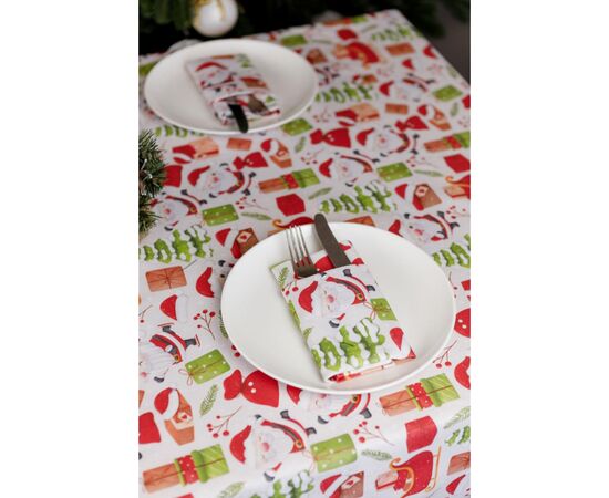 Скатерть Прованс праздничная Санта на белом 180х140 см (035785), изображение 2 Скатерть Прованс праздничная Санта на белом 180х140 см (035785), изображение 2