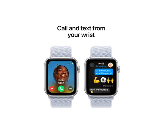 Смарт-годинник Apple Watch SE 2024 GPS 44mm Silver Aluminium Case with Blue Cloud Sport Loop (MXET3QH/A), зображення 4 Смарт-годинник Apple Watch SE 2024 GPS 44mm Silver Aluminium Case with Blue Cloud Sport Loop (MXET3QH/A), зображення 4