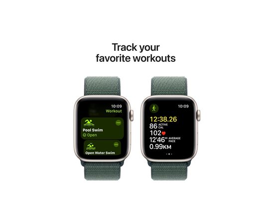 Смарт-часы Apple Watch SE 2024 GPS 44mm Starlight Aluminium Case with Lake Green Sport Loop (MXEW3QH/A), изображение 6
