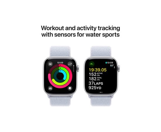Смарт-годинник Apple Watch Series 10 GPS 42mm Silver Aluminium Case with Blue Cloud Sport Loop (MWWD3QH/A), зображення 4 Смарт-годинник Apple Watch Series 10 GPS 42mm Silver Aluminium Case with Blue Cloud Sport Loop (MWWD3QH/A), зображення 4