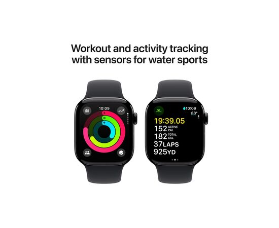 Смарт-часы Apple Watch Series 10 GPS 42mm Jet Black Aluminium Case with Black Sport Band - S/M (MWWE3QH/A), изображение 4 Смарт-часы Apple Watch Series 10 GPS 42mm Jet Black Aluminium Case with Black Sport Band - S/M (MWWE3QH/A), изображение 4
