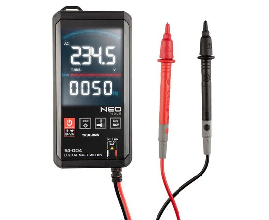 Цифровой мультиметр Neo Tools 0-600V, жидкокристаллический дисплей с подсветкой, сенсорный (94-004)