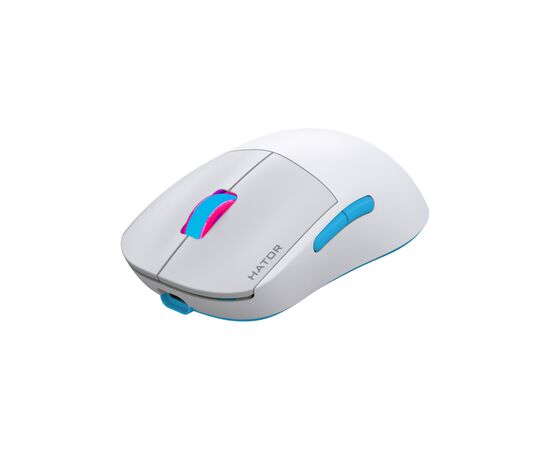 Мышка Hator Quasar 2 Pro Wireless/Bluetooth/USB White/Cyan (HTM561WC), изображение 2 Мышка Hator Quasar 2 Pro Wireless/Bluetooth/USB White/Cyan (HTM561WC), изображение 2