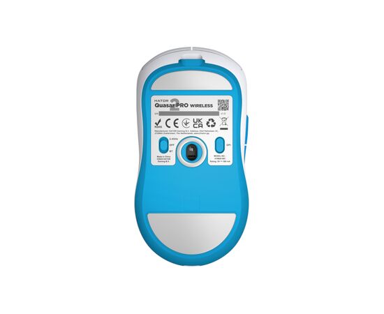 Мышка Hator Quasar 2 Pro Wireless/Bluetooth/USB White/Cyan (HTM561WC), изображение 3 Мышка Hator Quasar 2 Pro Wireless/Bluetooth/USB White/Cyan (HTM561WC), изображение 3