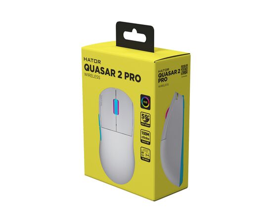 Мышка Hator Quasar 2 Pro Wireless/Bluetooth/USB White/Cyan (HTM561WC), изображение 5 Мышка Hator Quasar 2 Pro Wireless/Bluetooth/USB White/Cyan (HTM561WC), изображение 5