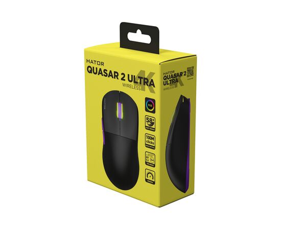 Мишка Hator Quasar 2 Ultra 4K Wireless/Bluetooth/USB Black/Lilac (HTM570BL), зображення 5 Мишка Hator Quasar 2 Ultra 4K Wireless/Bluetooth/USB Black/Lilac (HTM570BL), зображення 5