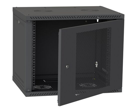 Шкаф настенный Ipcom 9U, 600*450, перфорация, RAL9005 (СН-9U-060х045-ДП-7035), изображение 2 Шкаф настенный Ipcom 9U, 600*450, перфорация, RAL9005 (СН-9U-060х045-ДП-7035), изображение 2