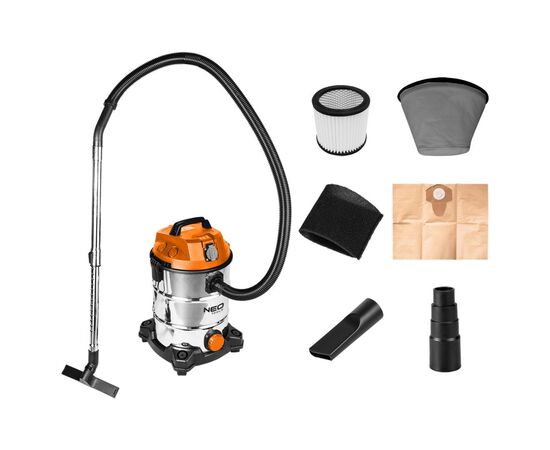 Пылесос строительный Neo Tools 1400Вт, 18 кПа, 30л, HEPA, колеса, 5.92кг (04-738), изображение 2 Пылесос строительный Neo Tools 1400Вт, 18 кПа, 30л, HEPA, колеса, 5.92кг (04-738), изображение 2