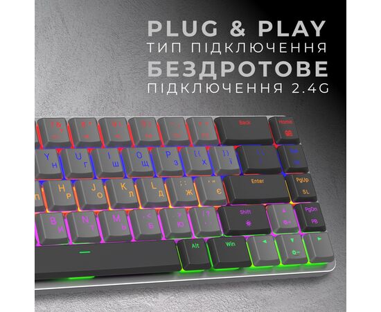 Клавиатура GamePro MK122R Red Swich Low Profile Wireless Dark Gray (MK122R), изображение 4 Клавиатура GamePro MK122R Red Swich Low Profile Wireless Dark Gray (MK122R), изображение 4