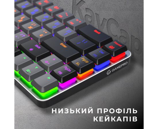 Клавиатура GamePro MK122R Red Swich Low Profile Wireless Dark Gray (MK122R), изображение 5 Клавиатура GamePro MK122R Red Swich Low Profile Wireless Dark Gray (MK122R), изображение 5