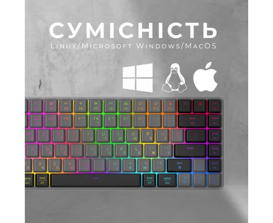 Клавіатура GamePro MK230R Red Swich Low Profile RGB Wireless/Bluetooth/USB Dark Gray (MK230R), зображення 11 Клавіатура GamePro MK230R Red Swich Low Profile RGB Wireless/Bluetooth/USB Dark Gray (MK230R), зображення 11