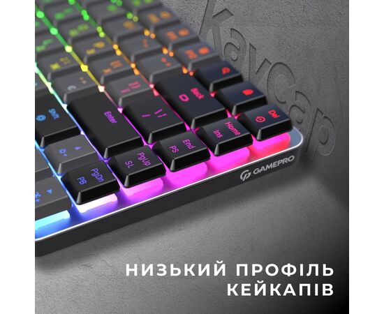 Клавіатура GamePro MK230R Red Swich Low Profile RGB Wireless/Bluetooth/USB Dark Gray (MK230R), зображення 6 Клавіатура GamePro MK230R Red Swich Low Profile RGB Wireless/Bluetooth/USB Dark Gray (MK230R), зображення 6