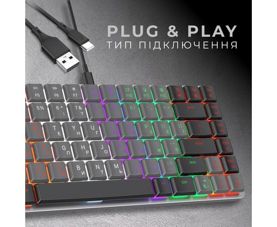 Клавиатура GamePro MK140R Red Swich Low Profile USB Dark Gray (MK140R), изображение 4 Клавиатура GamePro MK140R Red Swich Low Profile USB Dark Gray (MK140R), изображение 4