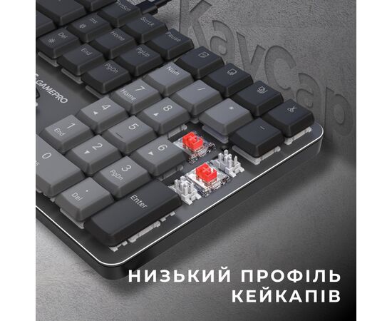 Клавиатура GamePro MK145R Red Swich Low Profile USB Dark Gray (MK145R), изображение 5 Клавиатура GamePro MK145R Red Swich Low Profile USB Dark Gray (MK145R), изображение 5
