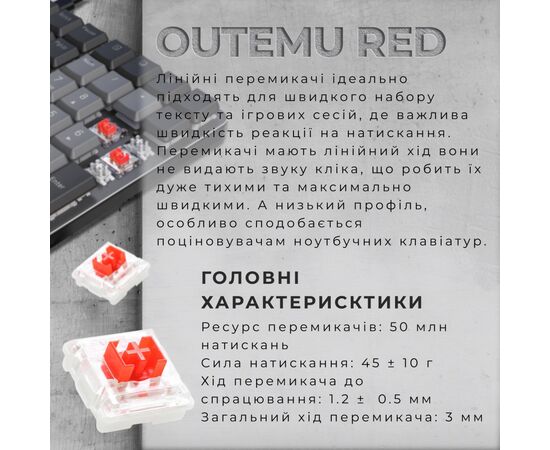 Клавиатура GamePro MK145R Red Swich Low Profile USB Dark Gray (MK145R), изображение 6 Клавиатура GamePro MK145R Red Swich Low Profile USB Dark Gray (MK145R), изображение 6