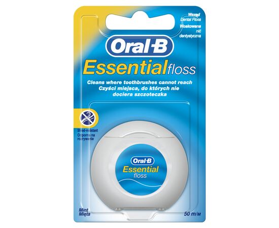 Зубная нить Oral-B Essential floss Waxed мятная 50 м (3014260280772/5010622005029), изображение 2 Зубная нить Oral-B Essential floss Waxed мятная 50 м (3014260280772/5010622005029), изображение 2