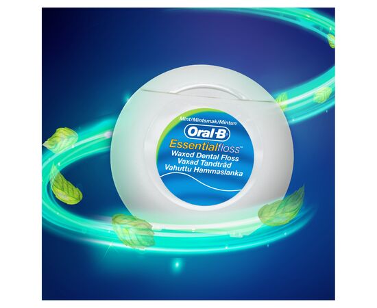 Зубная нить Oral-B Essential floss Waxed мятная 50 м (3014260280772/5010622005029), изображение 3 Зубная нить Oral-B Essential floss Waxed мятная 50 м (3014260280772/5010622005029), изображение 3