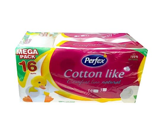 Туалетная бумага Perfex Cotton Like Comfort Line 3 слоя 16 рулонов (8606110850522), изображение 2 Туалетная бумага Perfex Cotton Like Comfort Line 3 слоя 16 рулонов (8606110850522), изображение 2