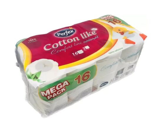 Туалетная бумага Perfex Cotton Like Comfort Line 3 слоя 16 рулонов (8606110850522), изображение 3 Туалетная бумага Perfex Cotton Like Comfort Line 3 слоя 16 рулонов (8606110850522), изображение 3