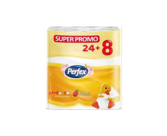 Туалетная бумага Perfex Персик 3 слоя 24+8 шт. (8606110850652)