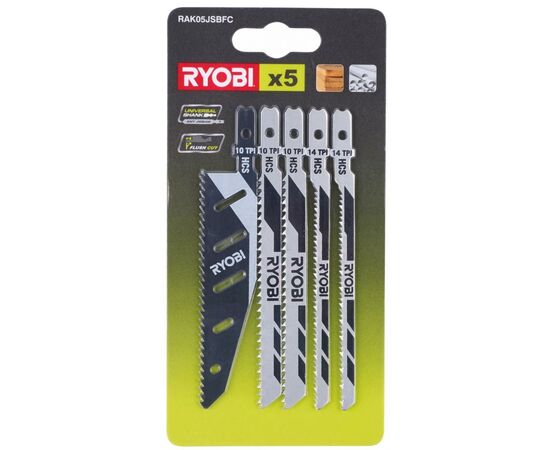 Полотно Ryobi набор для элетролобзиков RAK05JSBFC, 5шт (5132002697), изображение 2 Полотно Ryobi набор для элетролобзиков RAK05JSBFC, 5шт (5132002697), изображение 2