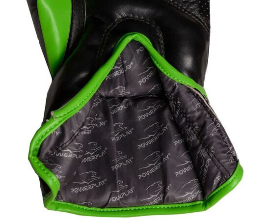 Боксерские перчатки PowerPlay 3018 14oz Black/Green (PP_3018_14oz_Black/Green), изображение 5 Боксерские перчатки PowerPlay 3018 14oz Black/Green (PP_3018_14oz_Black/Green), изображение 5