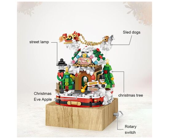 Конструктор LOZ mini Рождественский домик - Музыкальная шкатулка без фигурок (1238), изображение 2 Конструктор LOZ mini Рождественский домик - Музыкальная шкатулка без фигурок (1238), изображение 2