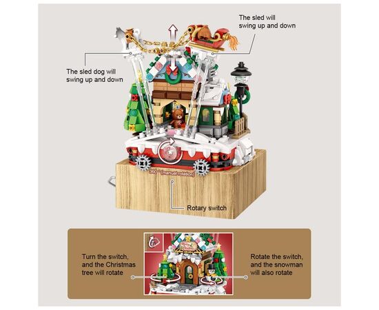 Конструктор LOZ mini Рождественский домик - Музыкальная шкатулка без фигурок (1238), изображение 3 Конструктор LOZ mini Рождественский домик - Музыкальная шкатулка без фигурок (1238), изображение 3