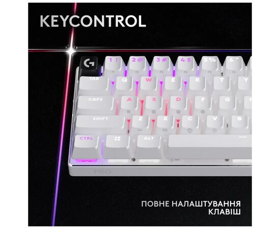 Клавиатура Logitech G Pro X 60 Lightspeed GX Tactile Wireless/Bluetooth UA White (920-011930), изображение 10 Клавиатура Logitech G Pro X 60 Lightspeed GX Tactile Wireless/Bluetooth UA White (920-011930), изображение 10
