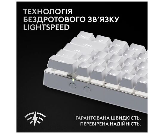 Клавиатура Logitech G Pro X 60 Lightspeed GX Tactile Wireless/Bluetooth UA White (920-011930), изображение 9 Клавиатура Logitech G Pro X 60 Lightspeed GX Tactile Wireless/Bluetooth UA White (920-011930), изображение 9