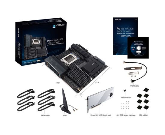 Серверная материнская плата ASUS PRO WS WRX80E-SAGE SE WIFI sWRX8 WRX80 8xDDR4 M.2 WiFi BT EATX (90MB1590-M0EAY0), изображение 10 Серверная материнская плата ASUS PRO WS WRX80E-SAGE SE WIFI sWRX8 WRX80 8xDDR4 M.2 WiFi BT EATX (90MB1590-M0EAY0), изображение 10