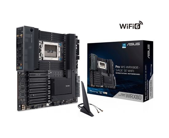 Серверная материнская плата ASUS PRO WS WRX80E-SAGE SE WIFI sWRX8 WRX80 8xDDR4 M.2 WiFi BT EATX (90MB1590-M0EAY0), изображение 2 Серверная материнская плата ASUS PRO WS WRX80E-SAGE SE WIFI sWRX8 WRX80 8xDDR4 M.2 WiFi BT EATX (90MB1590-M0EAY0), изображение 2